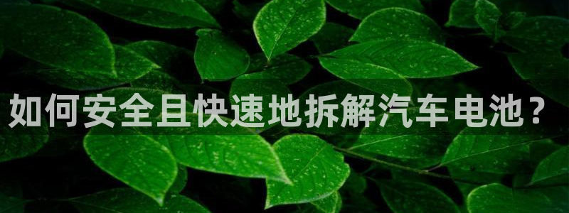 优发国际网站官网：如何安全且快速地拆解汽车电池？